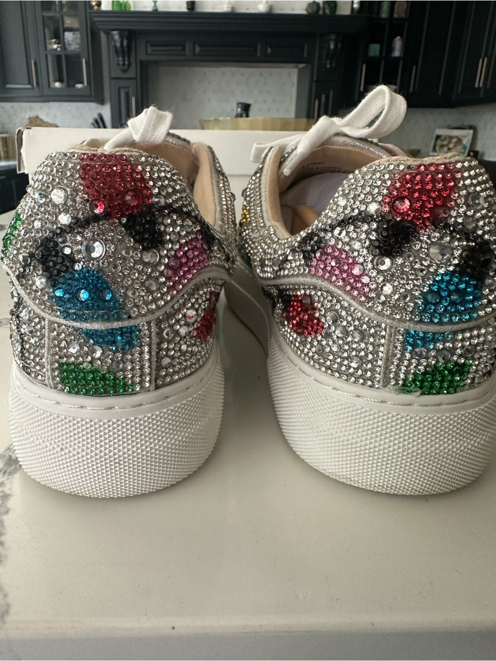 Betsey Johnson Silver Crystal Sneakers with Multicolor Christmas Lights Accents - Picture 6 of 8